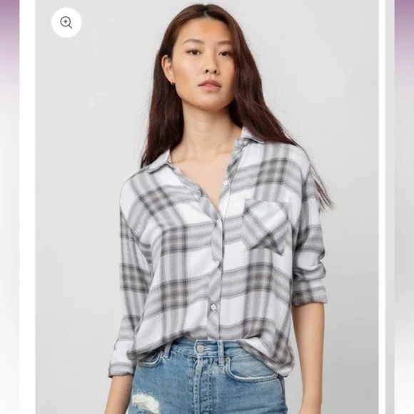 Rails Button Down Flannel Hunter Shirt in White Ash Mint Size Small Neutral - Picture 1 of 13